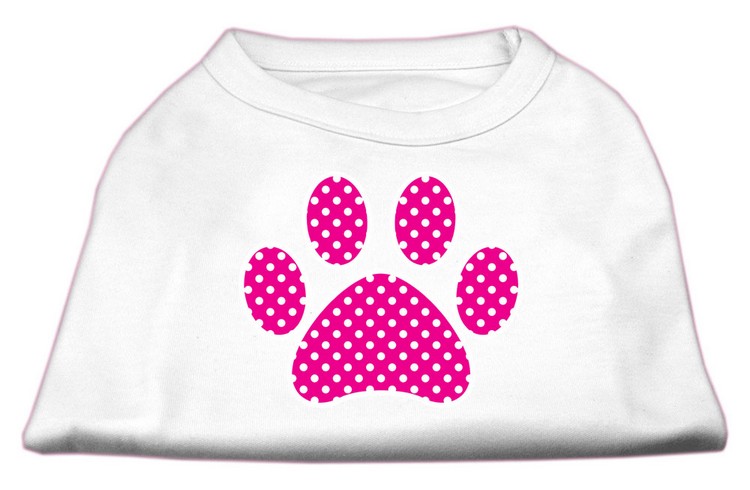 Pink Swiss Dot Paw Screen Print Shirt White XS